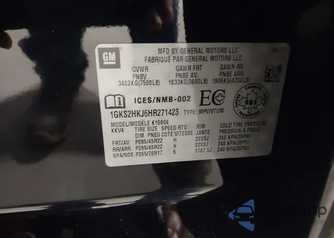 2017 GMC Yukon Xl Denali z USA, uszkodzony, nr VIN 1GKS2HKJ6HR271423